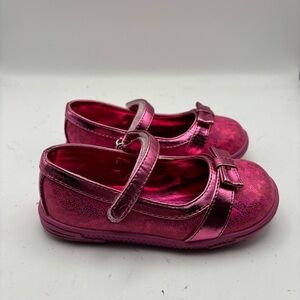 Kensiegirl Kids Pink Dress Shoes with Front Bow Size 9